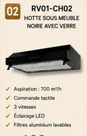 REVOLUTION HOTTE 70CM NOIR RV01-CH02