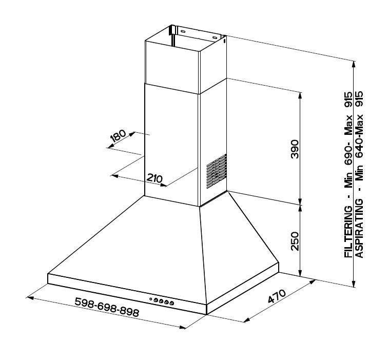 BEKO HOTTE 90CM INOX PYRAMID CWB9441XNH – Image 4