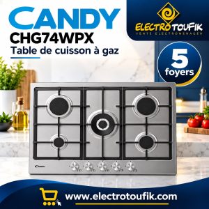 CANDY PLAQUE 70CM 5F INOX FONTE CHG74WPX-MAR